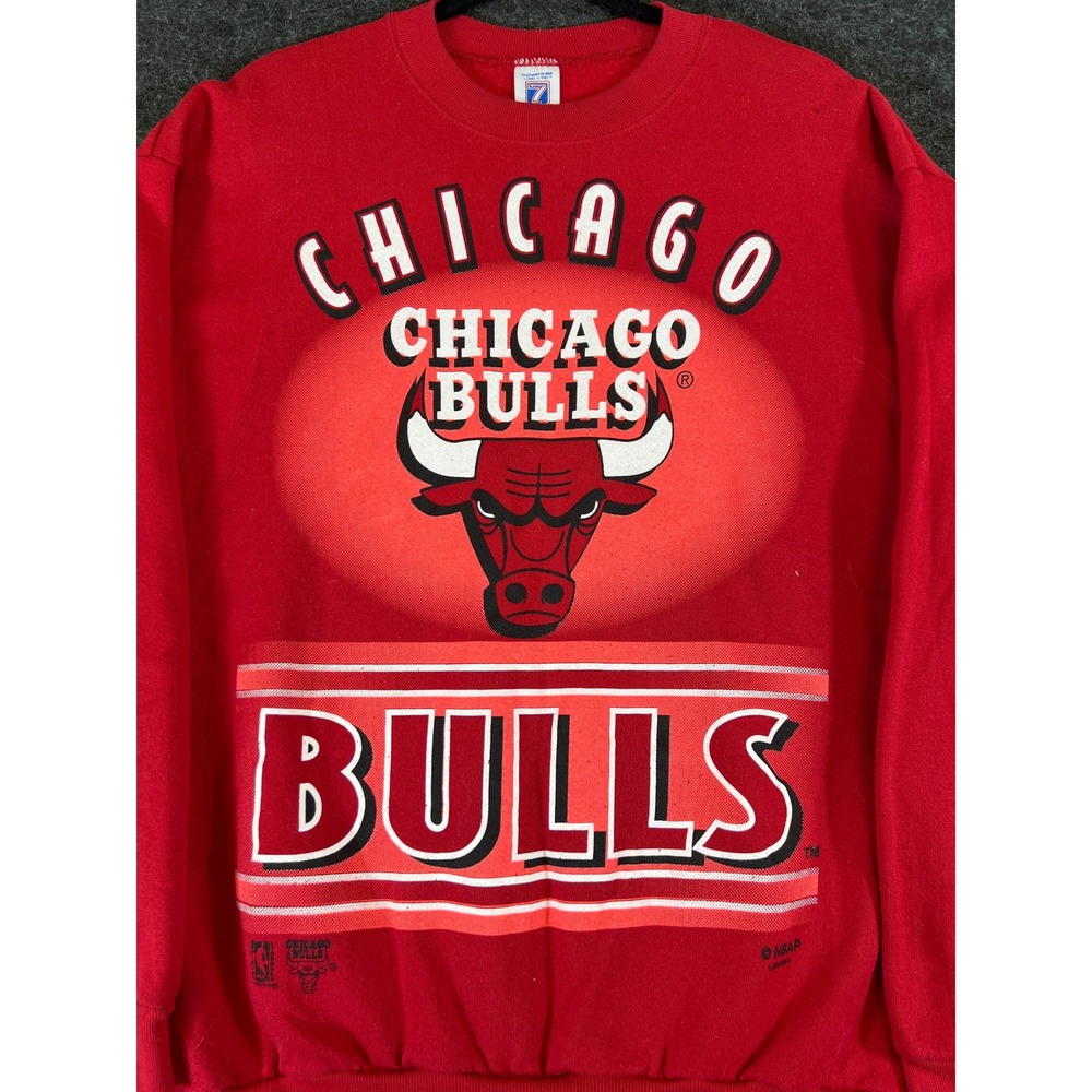 Vintage 90s Chicago Bulls Sweatshirt Red Mens Large USA NBA Basketball Crew